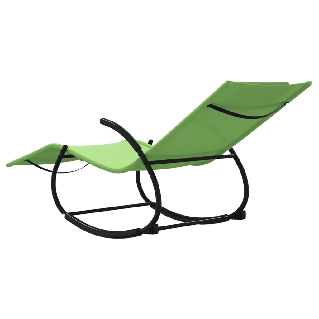 vidaXL Chaises longues à bascule lot de 2 Vert Acier et textilène