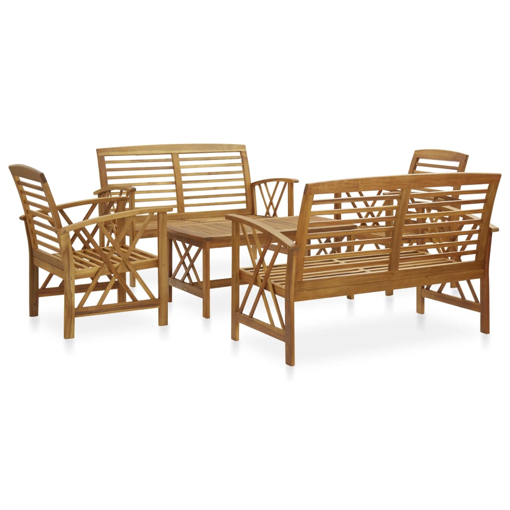 vidaXL Salon de jardin 5 pcs Bois d'acacia solide