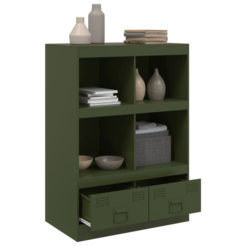 vidaXL Buffet vert olive 67x39x95 cm acier