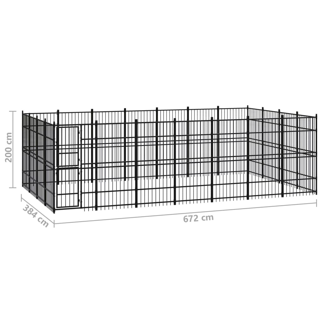 vidaXL Chenil d'extérieur pour chiens Acier 25,8 m²