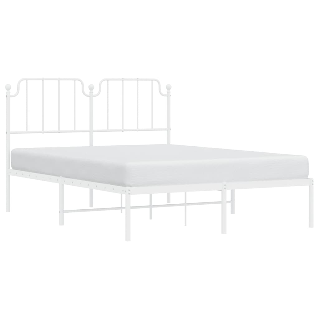 vidaXL Cadre de lit métal sans matelas et tête de lit blanc 135x190 cm