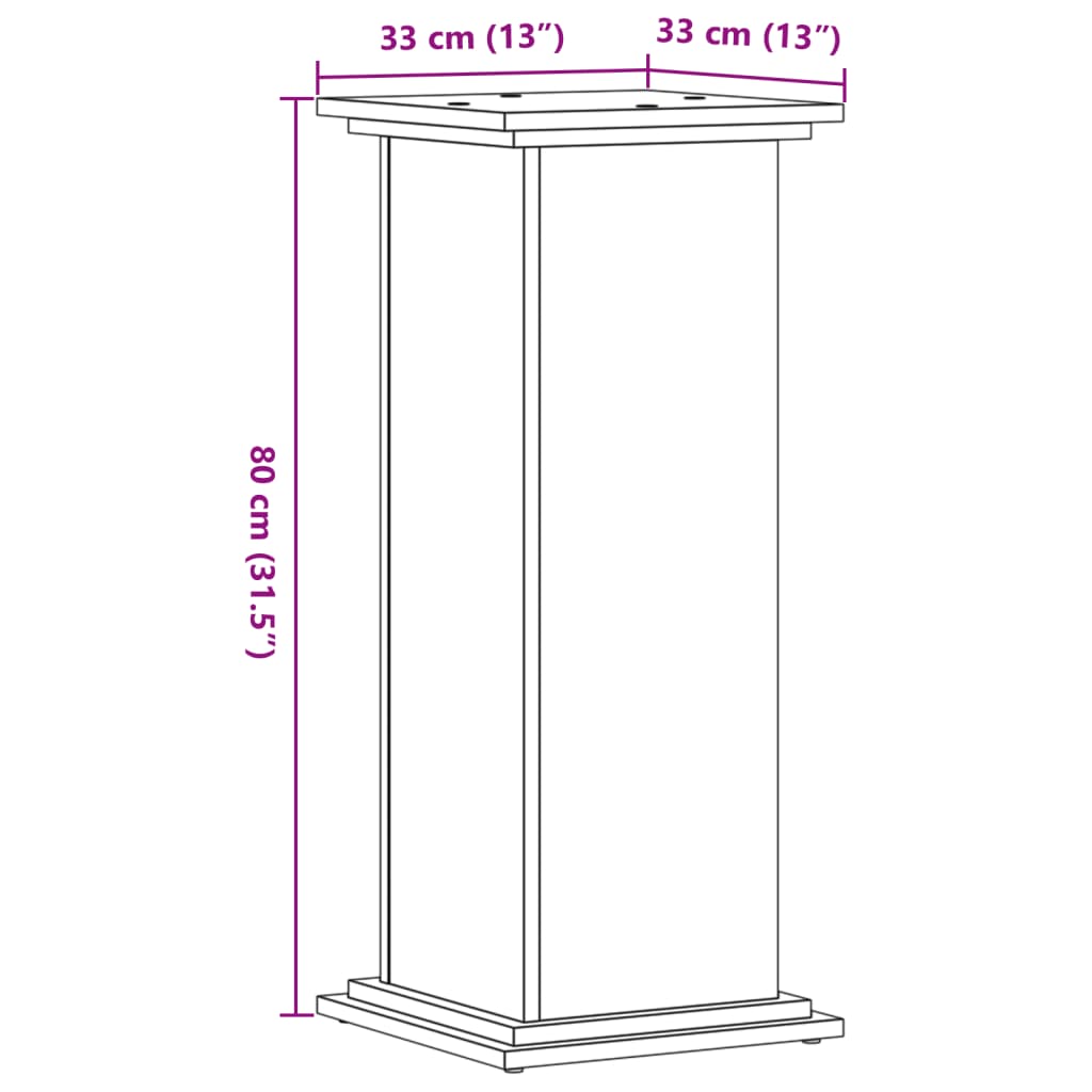 vidaXL Support pour plantes gris béton 33x33x80 cm bois d'ingénierie