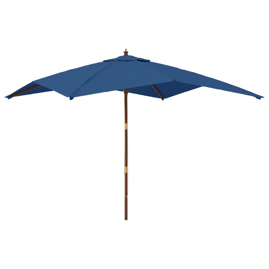 vidaXL Parasol de jardin avec mât en bois bleu azuré 300x300x273 cm