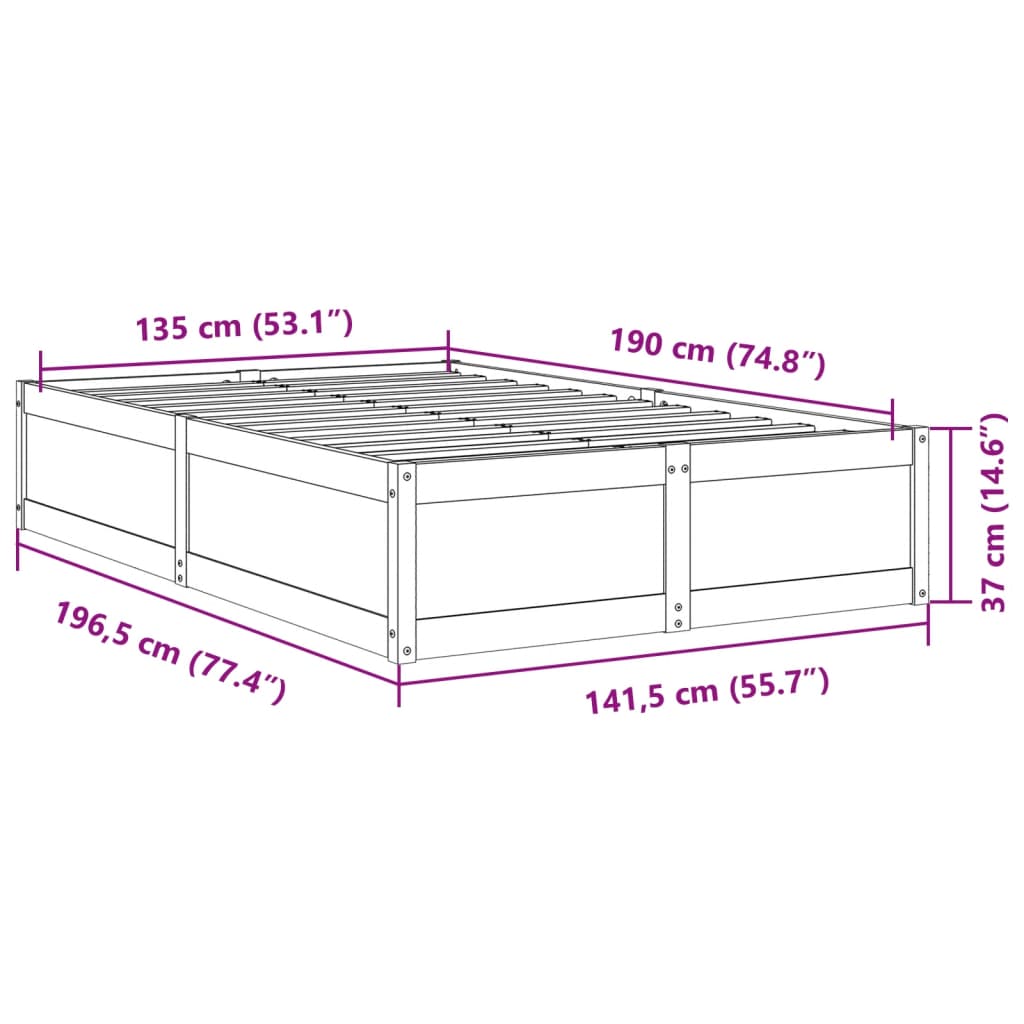 vidaXL Cadre de lit sans matelas 135x190 cm bois de pin massif