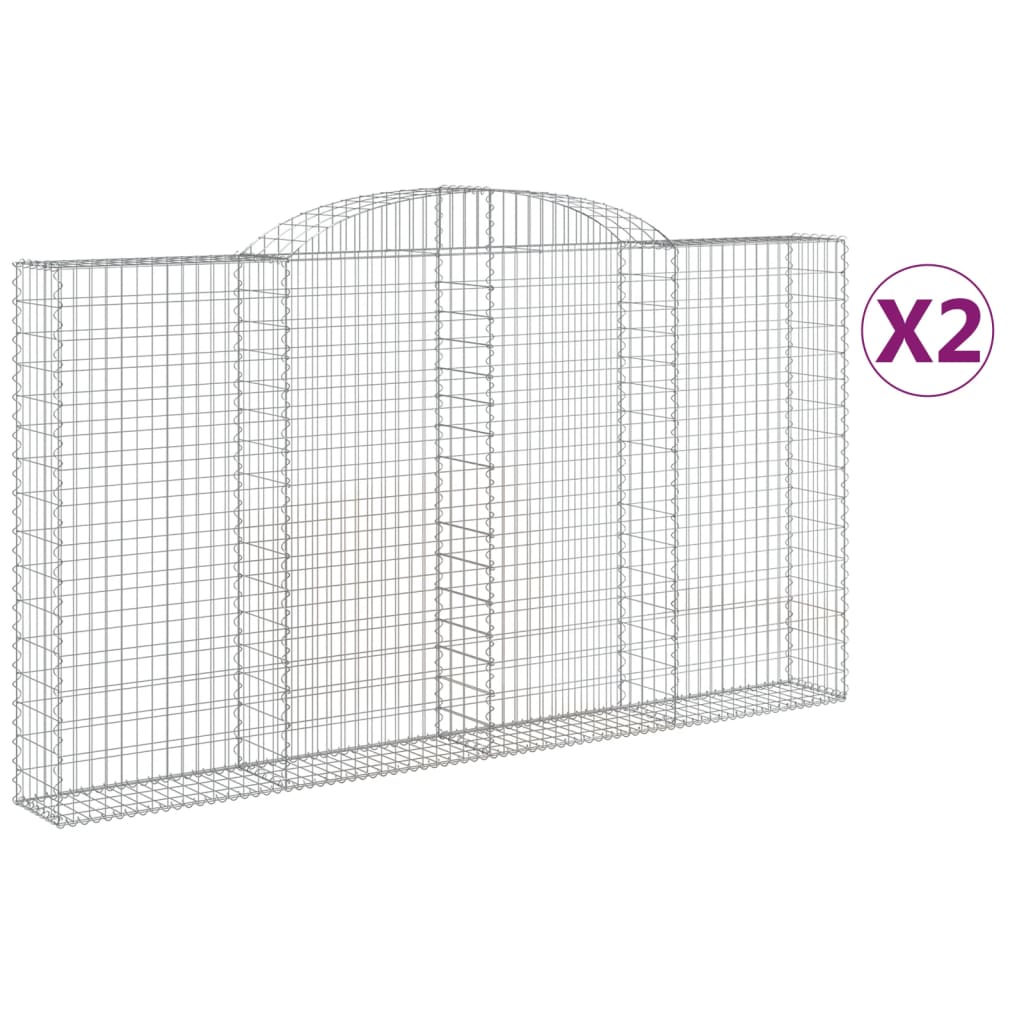 vidaXL Paniers à gabions arqués 2 pcs 300x30x160/180 cm fer galvanisé