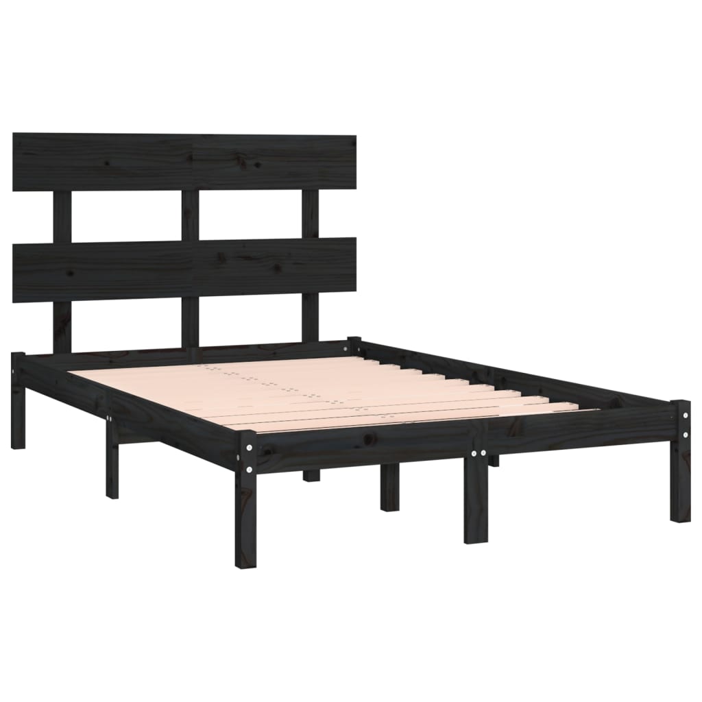 vidaXL Cadre de lit sans matelas noir 140x190 cm bois massif