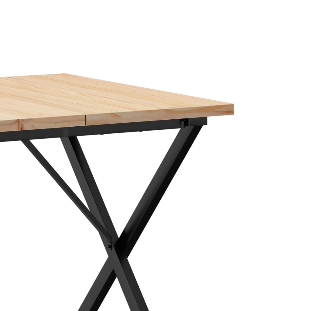 vidaXL Table à manger cadre en X 90x90x75,5cm bois de pin massif fonte