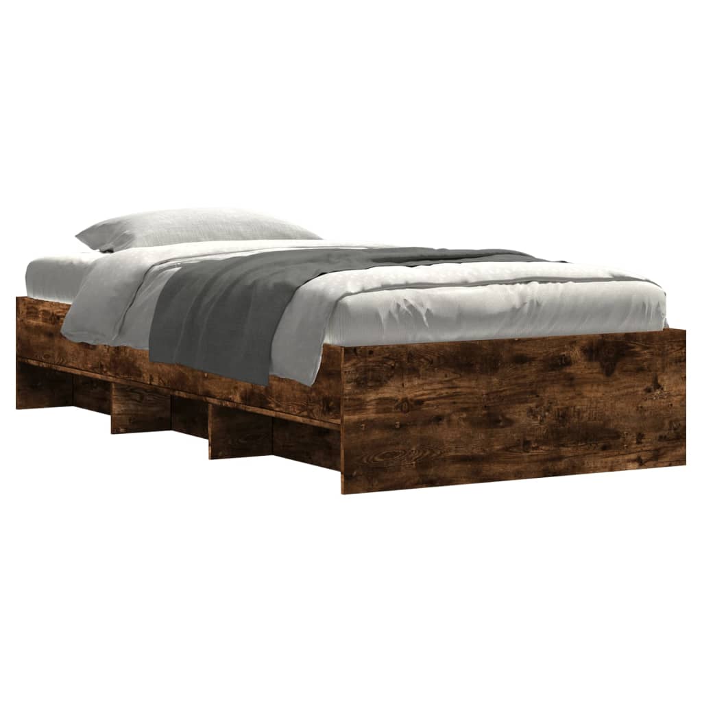 vidaXL Cadre de lit sans matelas chêne fumé 75x190cm bois d'ingénierie