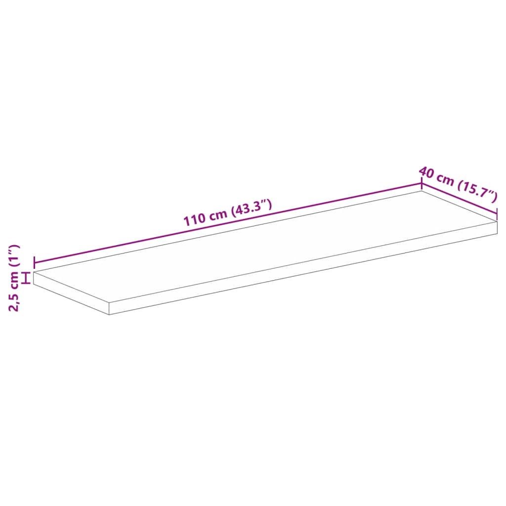 vidaXL Dessus de table 110x40x2,5cm rectangulaire bois massif manguier