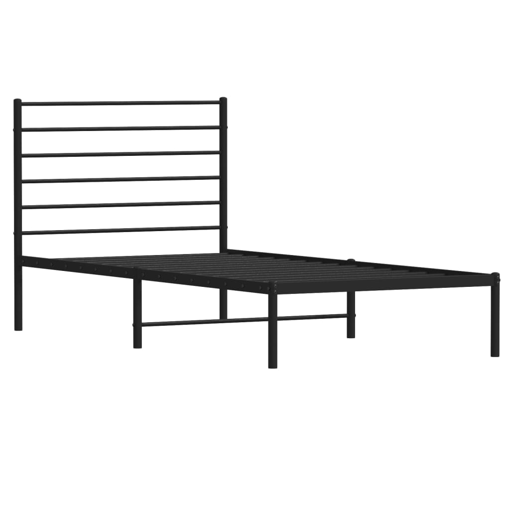 vidaXL Cadre de lit métal sans matelas avec tête de lit noir 100x200cm