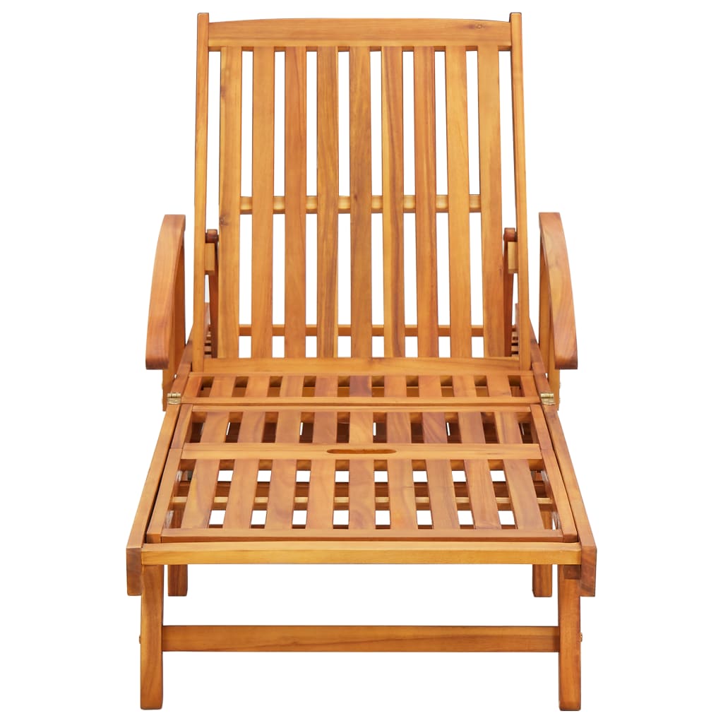 vidaXL Chaises longues lot de 2 avec coussins Bois d'acacia solide