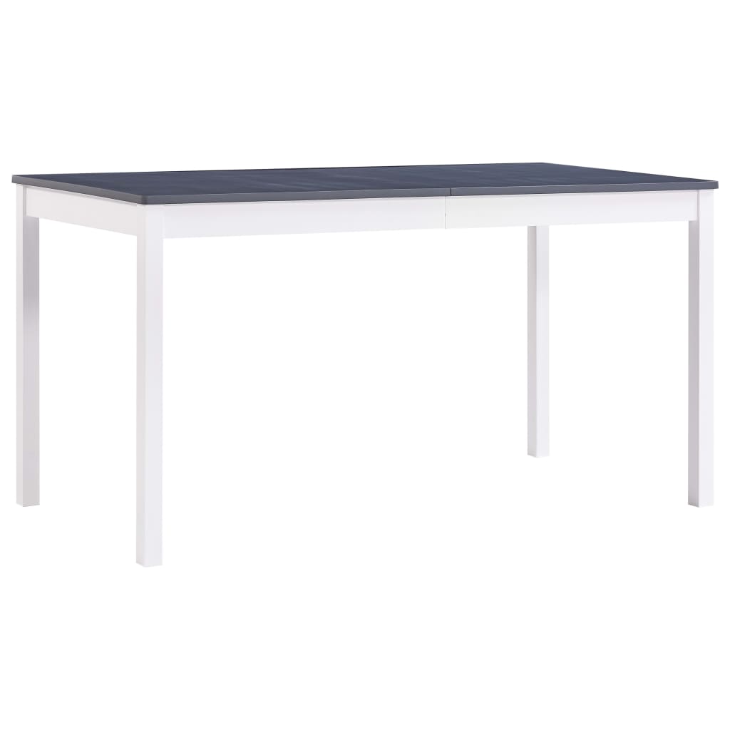 vidaXL Table à manger Blanc et gris 140x70x73 cm Bois de pin