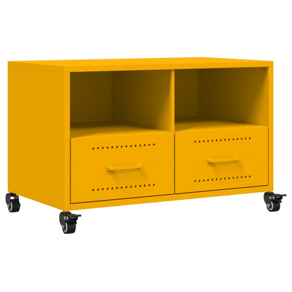 vidaXL Meuble TV jaune moutarde 68x39x43,5 cm acier