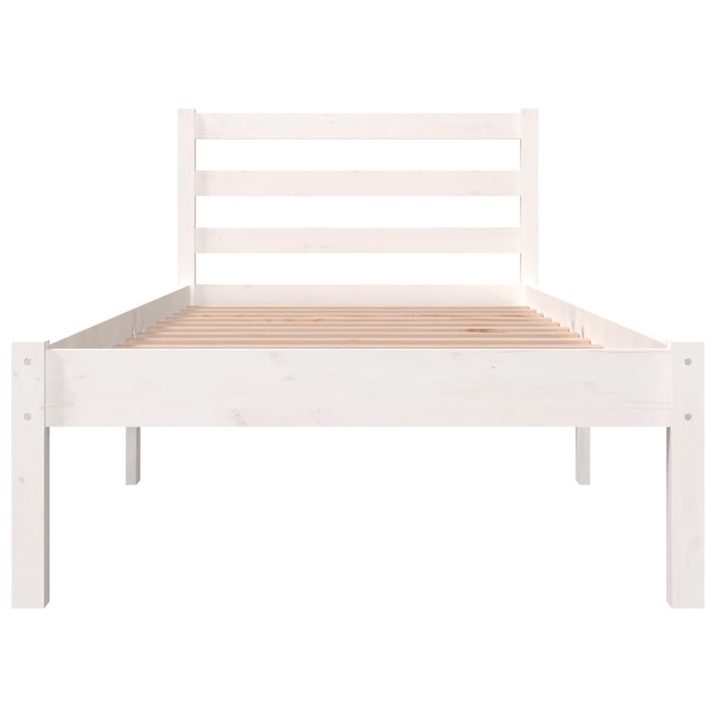 vidaXL Cadre de lit Bois de pin massif 75x190 cm Blanc petit simple