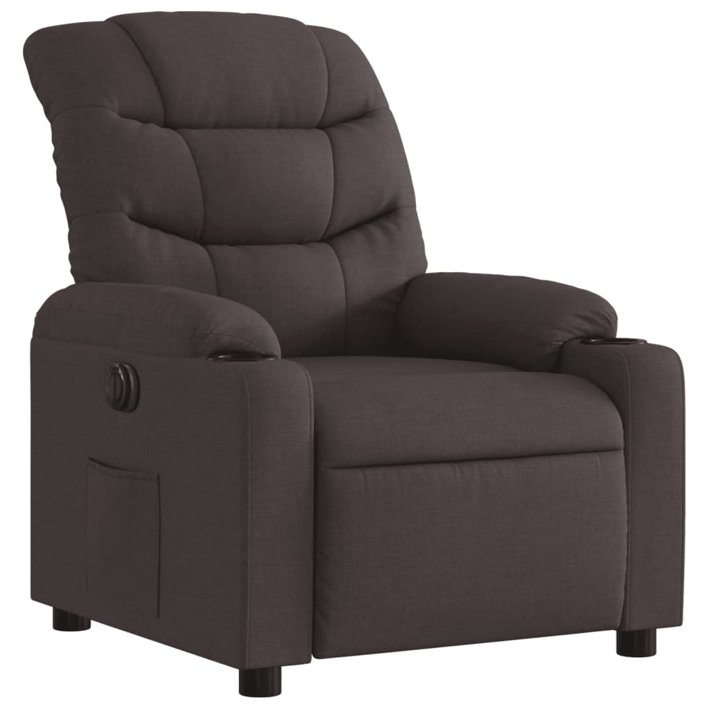 vidaXL Fauteuil inclinable électrique Marron foncé Tissu