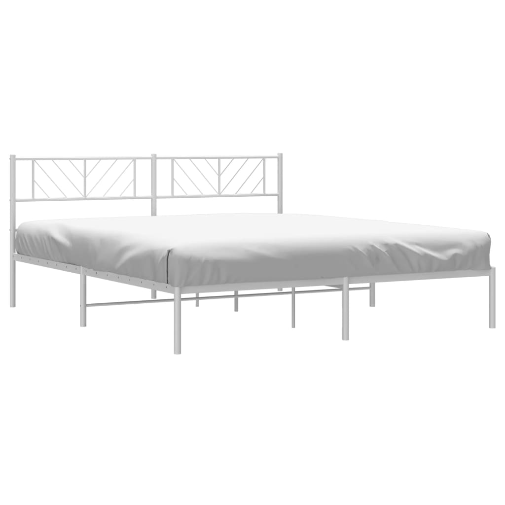 vidaXL Cadre de lit métal sans matelas et tête de lit blanc 183x213 cm