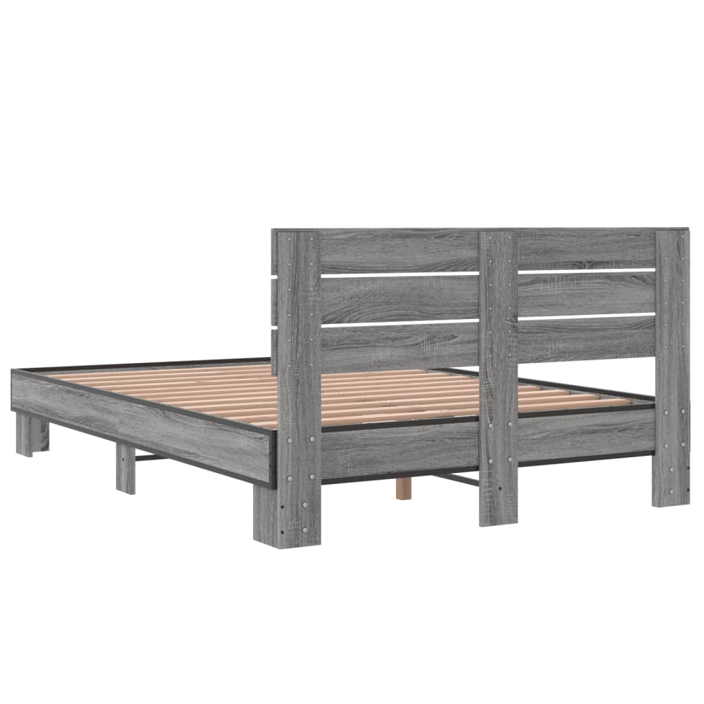 vidaXL Cadre de lit sans matelas sonoma gris 140x190 cm