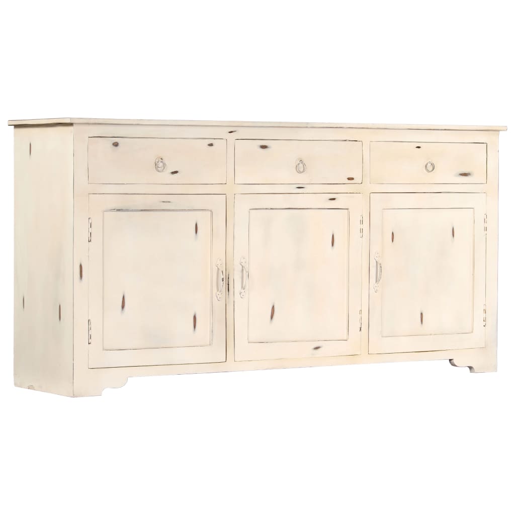 vidaXL Buffet Blanc 160x40x80 cm Bois de manguier massif