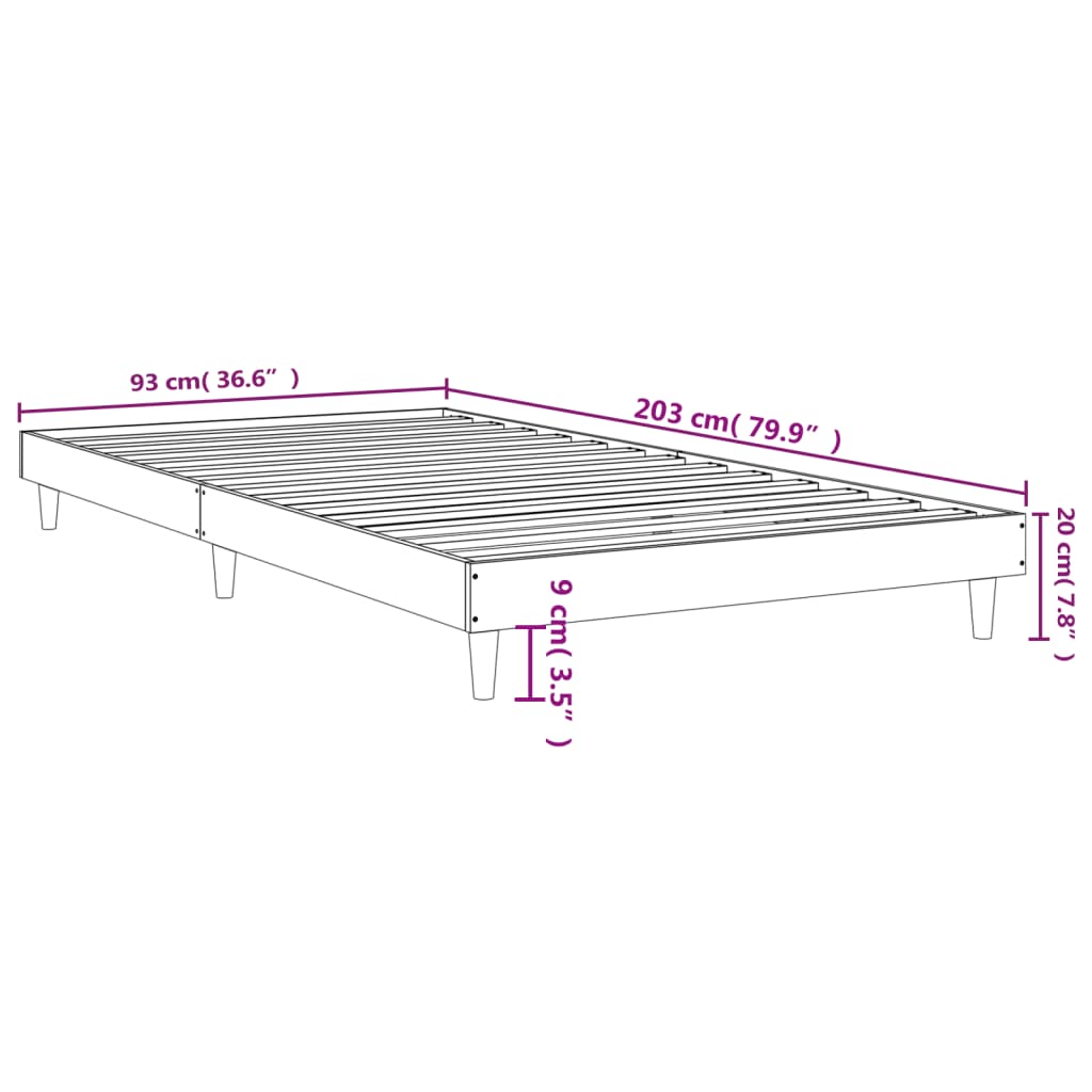 vidaXL Cadre de lit sans matelas chêne sonoma 90x200 cm