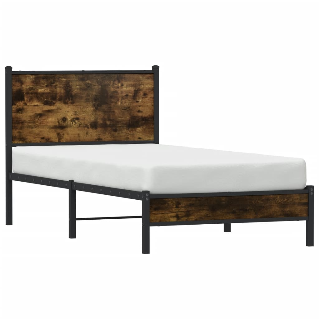 vidaXL Cadre de lit en métal sans matelas chêne fumé 90x200 cm