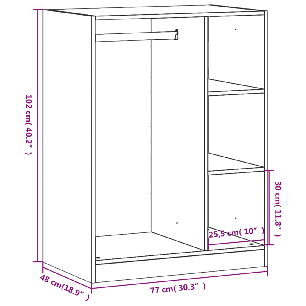 vidaXL Garde-robe chêne sonoma 77x48x102 cm bois d'ingénierie