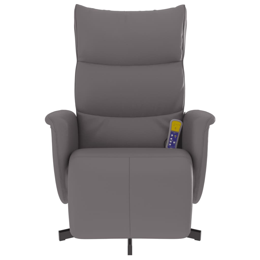 vidaXL Fauteuil inclinable de massage repose-pieds gris similicuir