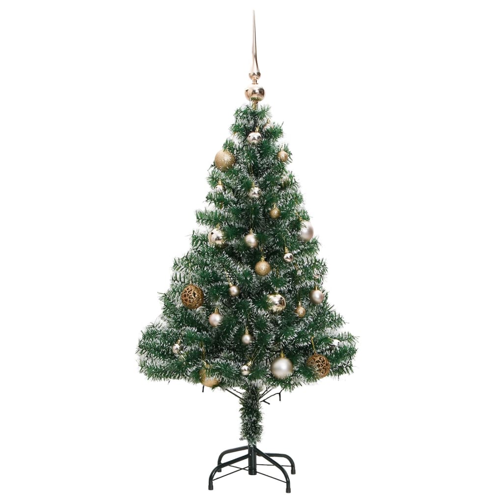 vidaXL Sapin de Noël artificiel 150 LED&boules&neige floquée 120 cm