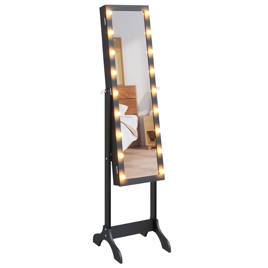 vidaXL Miroir sur pied blanc avec LED noir 34x37x146 cm