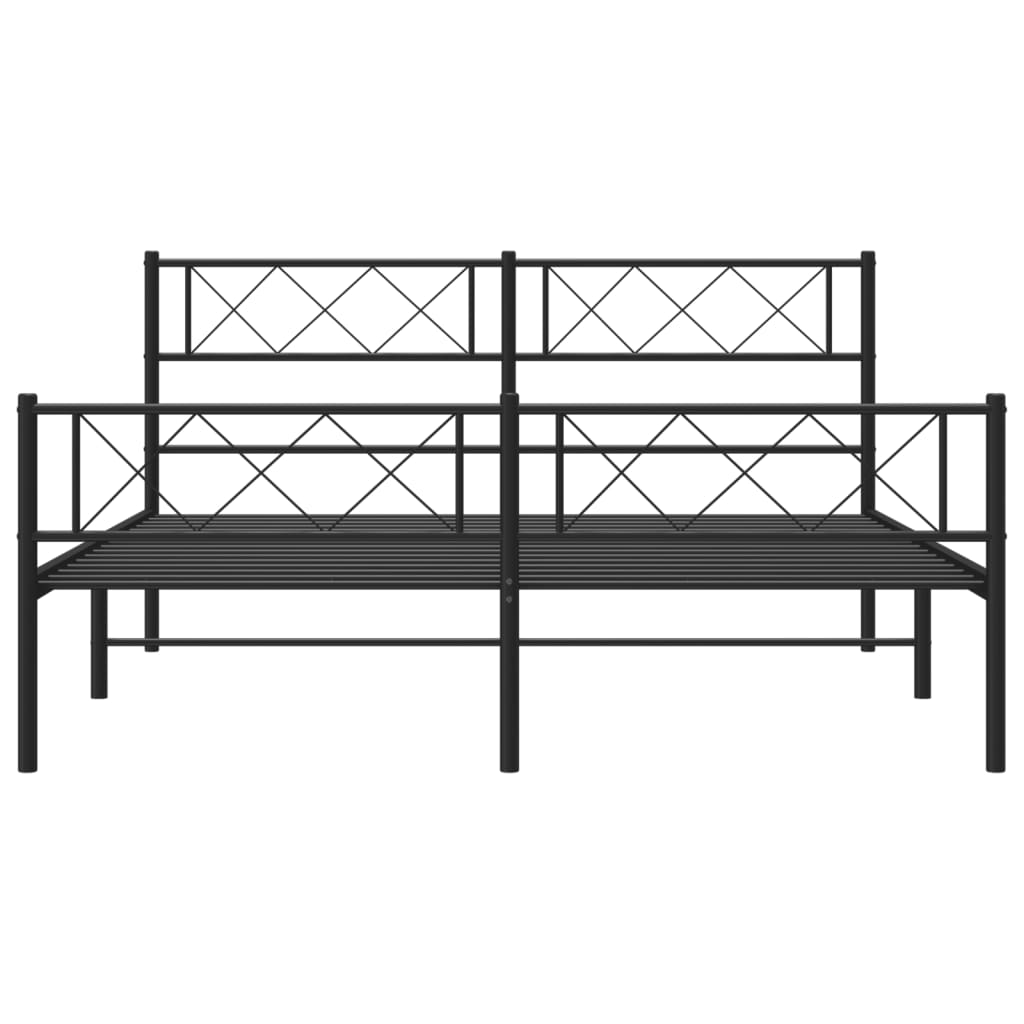 vidaXL Cadre de lit métal sans matelas avec pied de lit noir 120x200cm