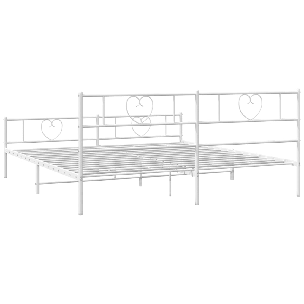 vidaXL Cadre de lit métal sans matelas et pied de lit blanc 193x203 cm