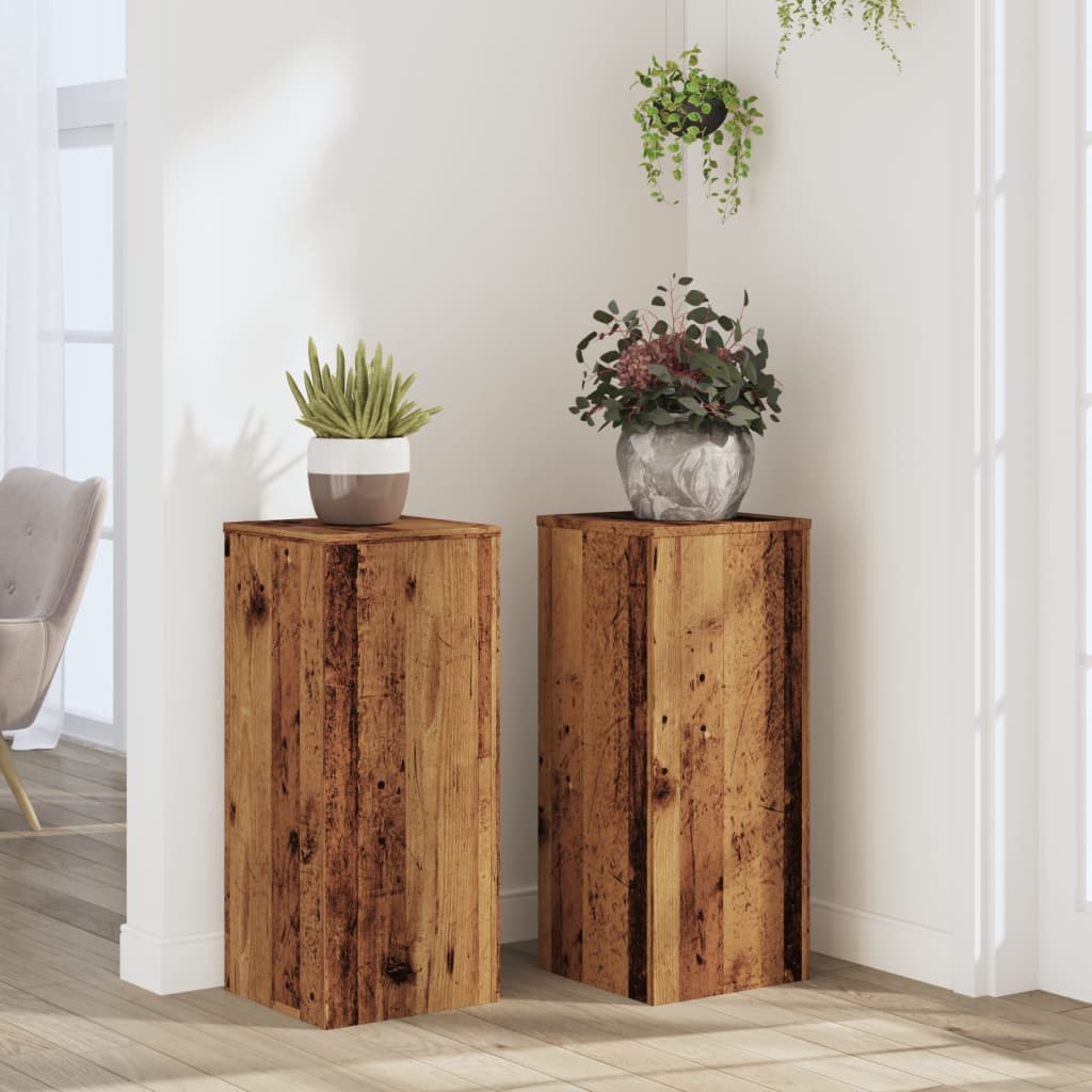 vidaXL Supports pour plantes 2 pcs vieux bois bois d'ingénierie