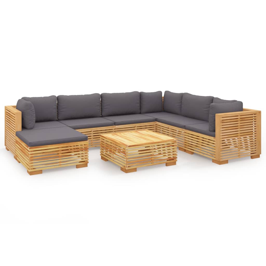 vidaXL Salon de jardin 8 pcs avec coussins Bois de teck solide