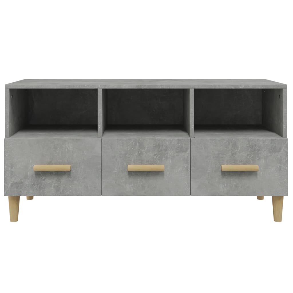 vidaXL Meuble TV gris béton 102x36x50 cm bois d'ingénierie