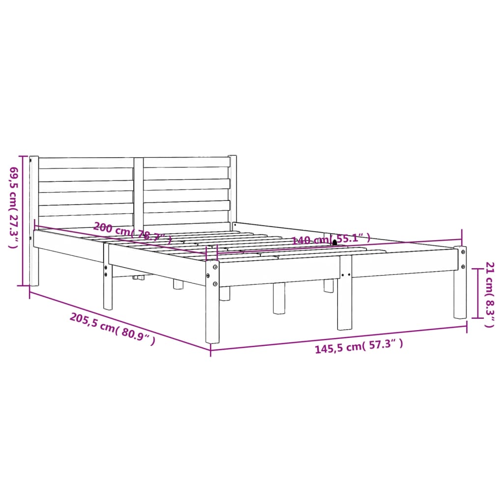 vidaXL Cadre de lit sans matelas cire marron 140x200cm bois pin massif