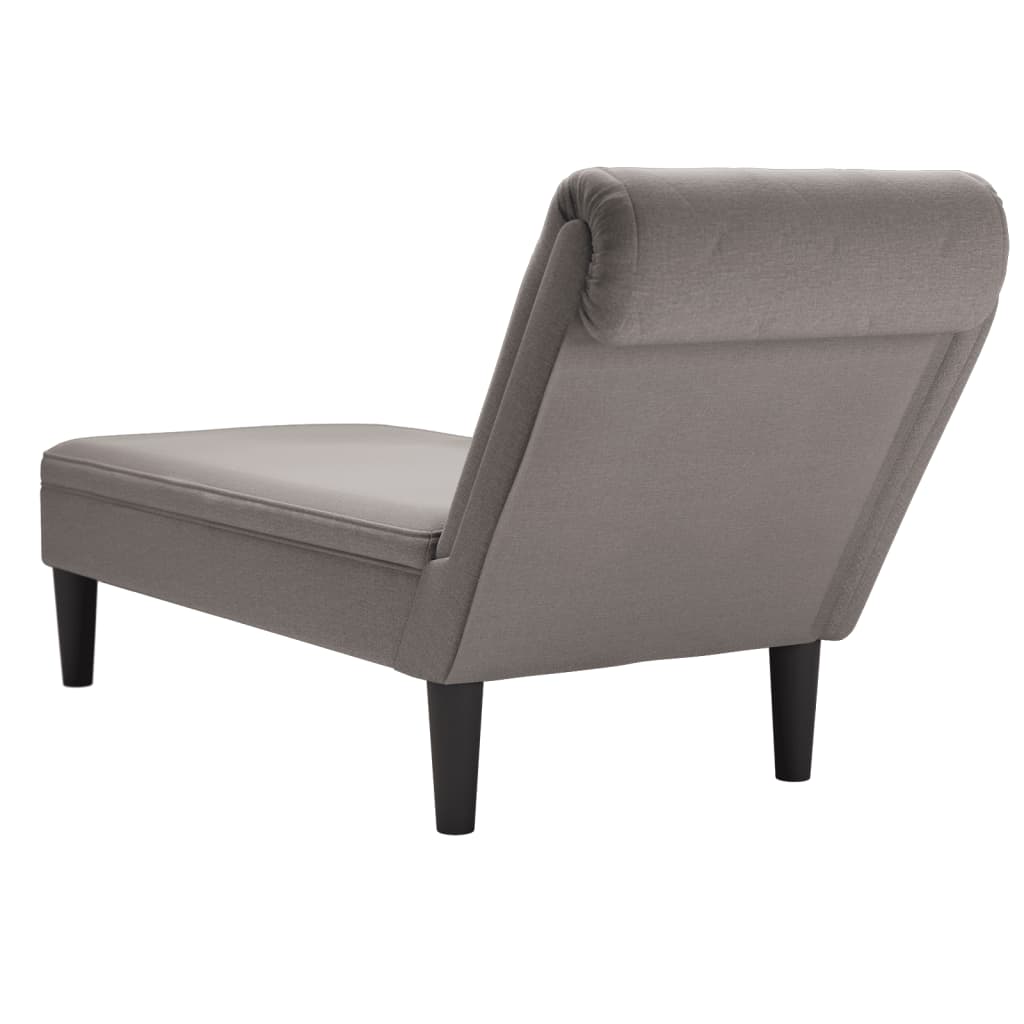 vidaXL Fauteuil long avec coussin et accoudoir droit taupe tissu