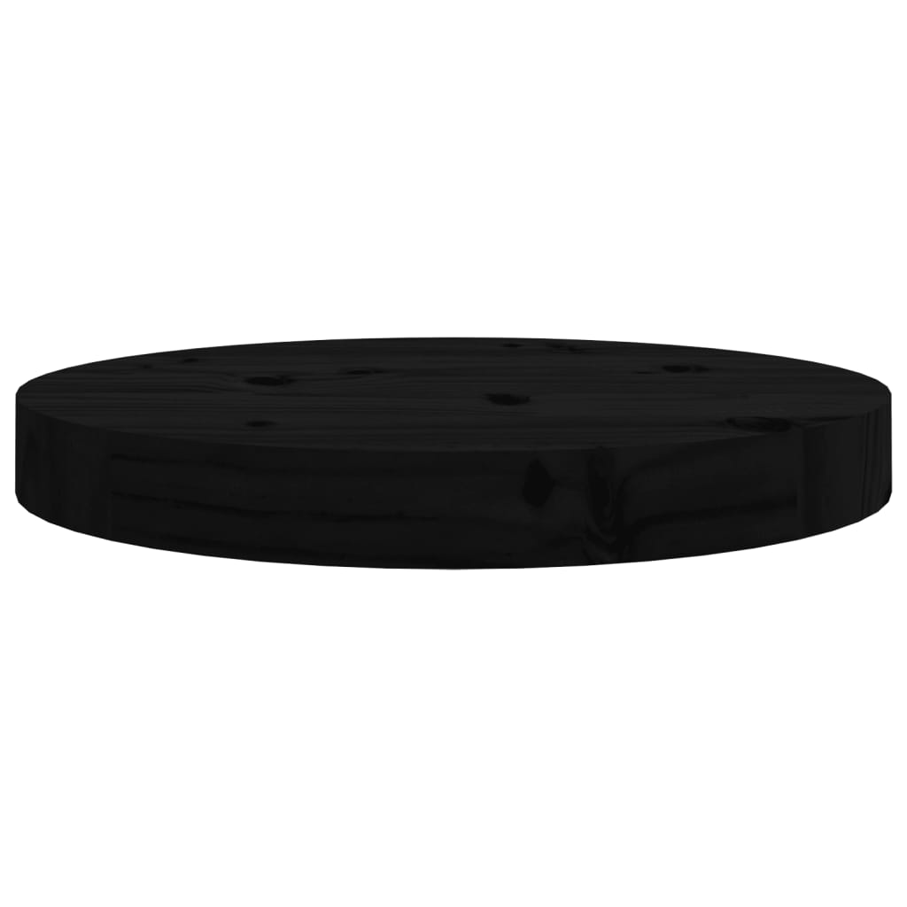 vidaXL Dessus de table rond noir Ø30x3 cm bois de pin massif