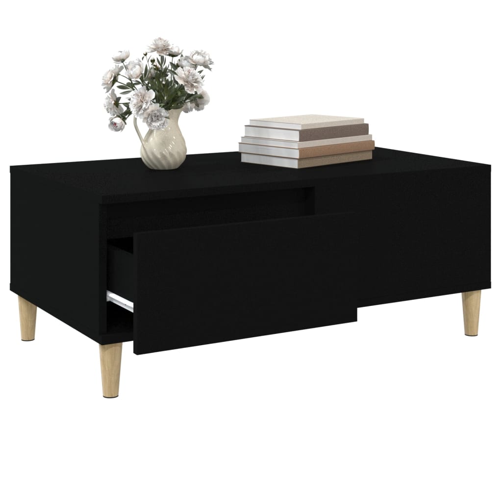 vidaXL Table basse Noir 90x50x36,5 cm Bois d'ingénierie