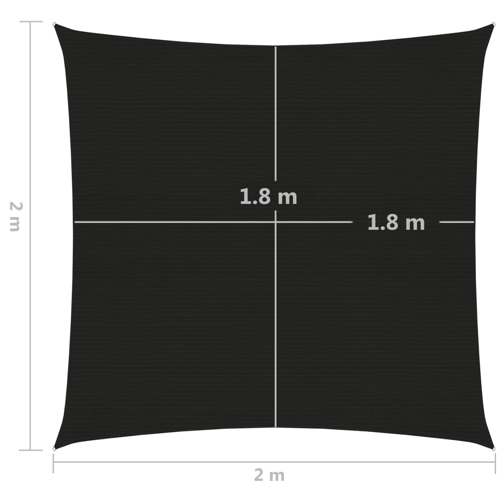 vidaXL Voile d'ombrage 160 g/m² Noir 2x2 m PEHD