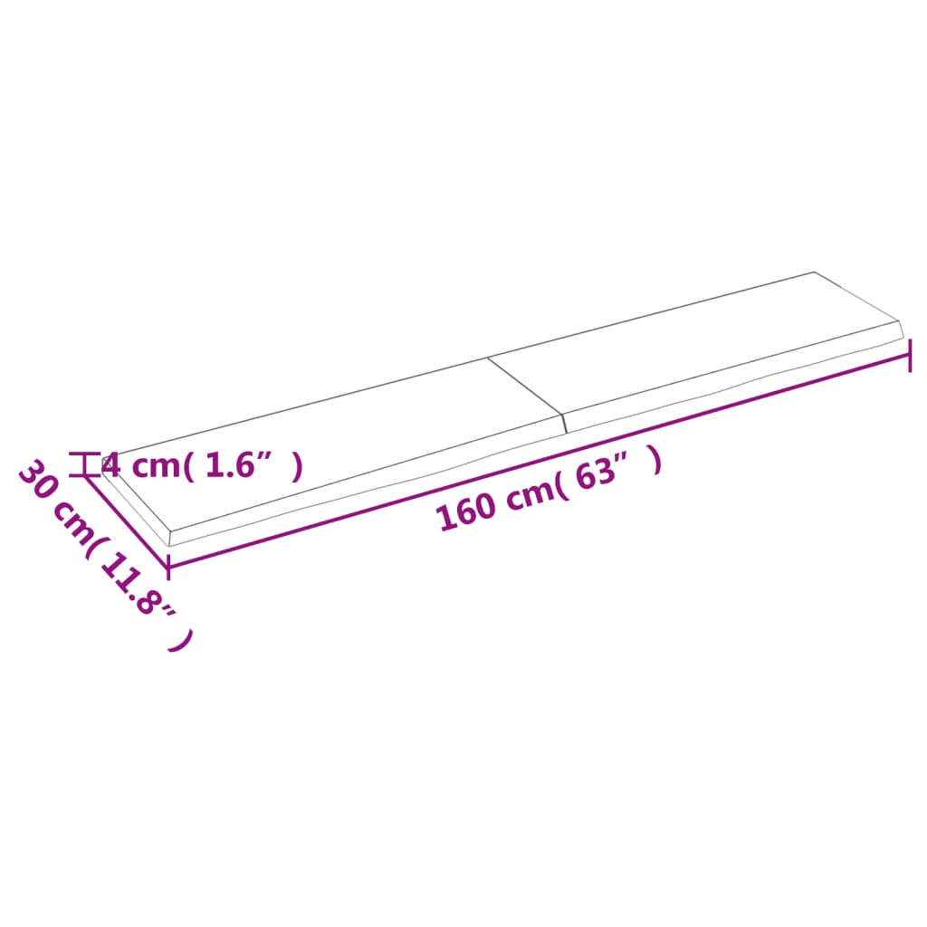 vidaXL Comptoir de salle de bain 160x30x(2-4)cm bois massif non traité