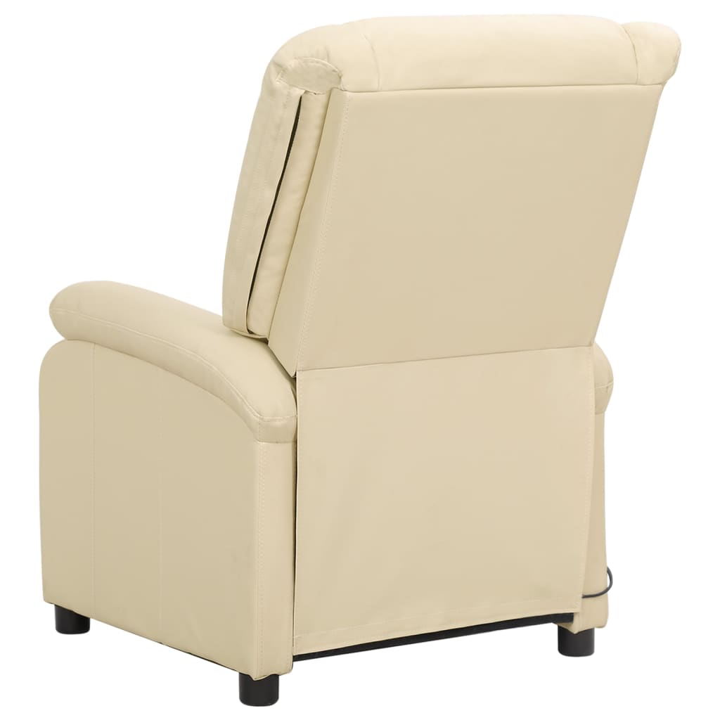 vidaXL Fauteuil de massage Crème Cuir véritable