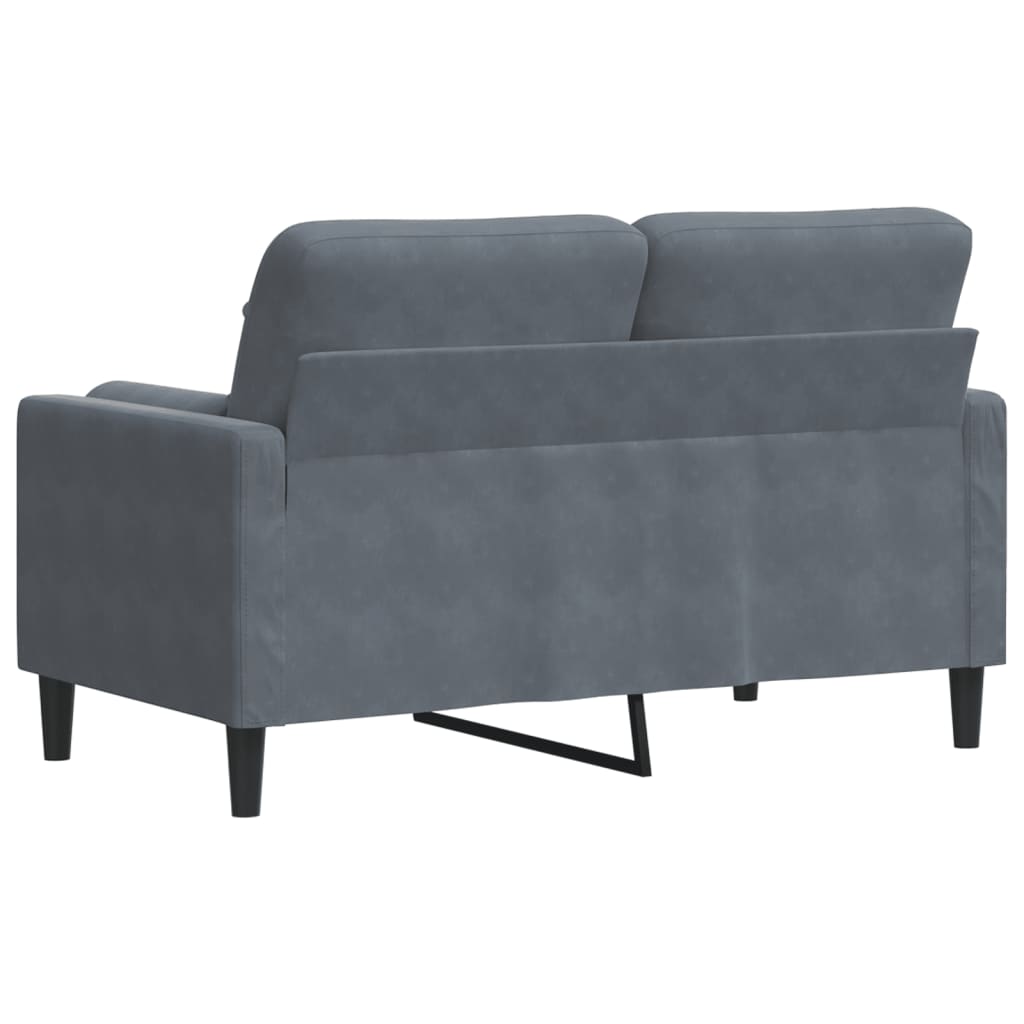 vidaXL Canapé 2 places avec oreillers gris foncé 120 cm velours