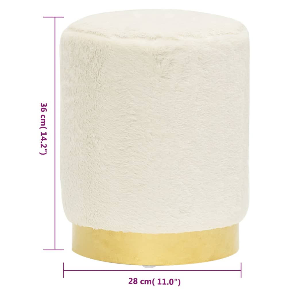 vidaXL Tabouret rond Blanc Peluche