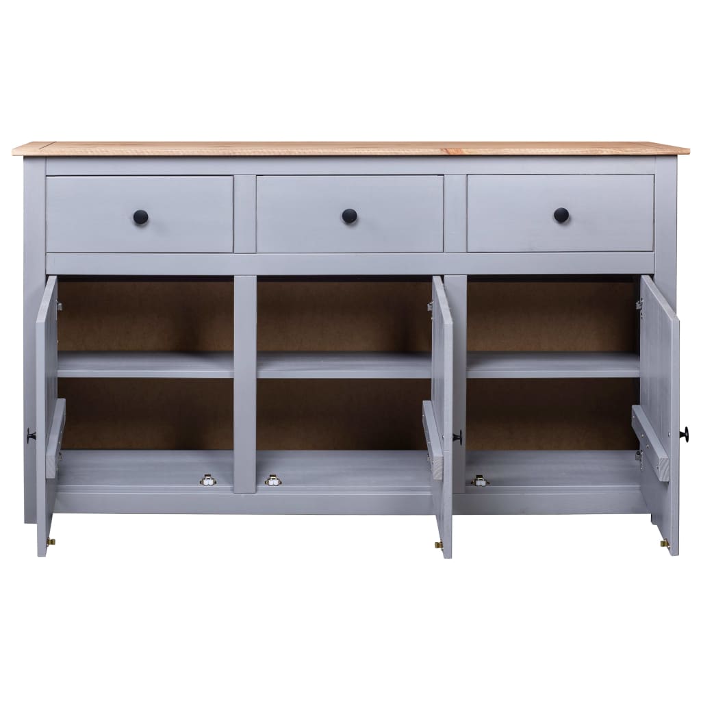 vidaXL Buffet Gris 135x40x80 cm Pin solide Assortiment Panama