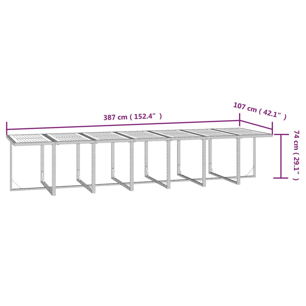 vidaXL Ensemble à manger de jardin coussins 19 pcs Noir Résine tressée