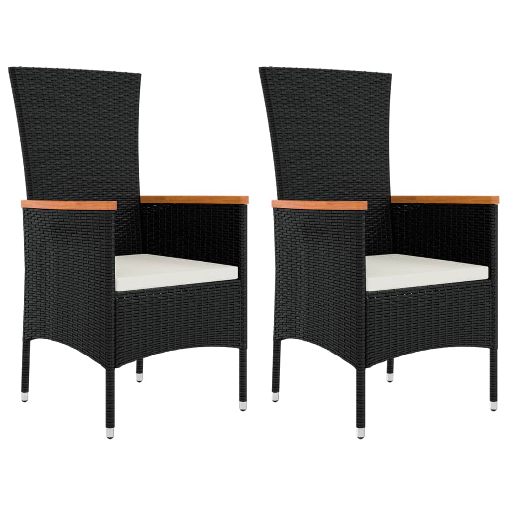 vidaXL Ensemble de salon de jardin 3 pcs noir poly rotin et acacia