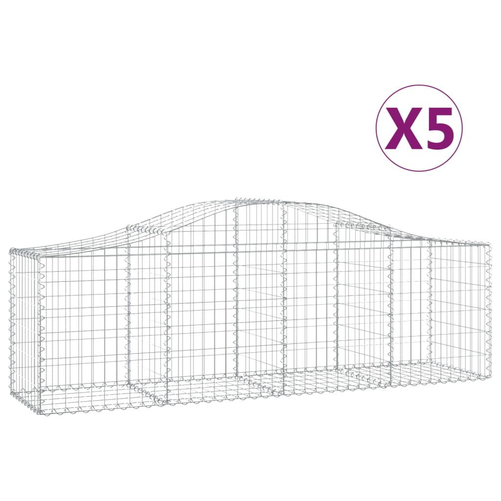 vidaXL Paniers à gabions arqués 5 pcs 200x50x60/80 cm Fer galvanisé