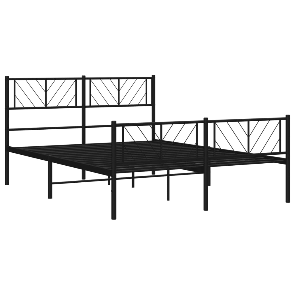 vidaXL Cadre de lit métal sans matelas avec pied de lit noir 120x200cm