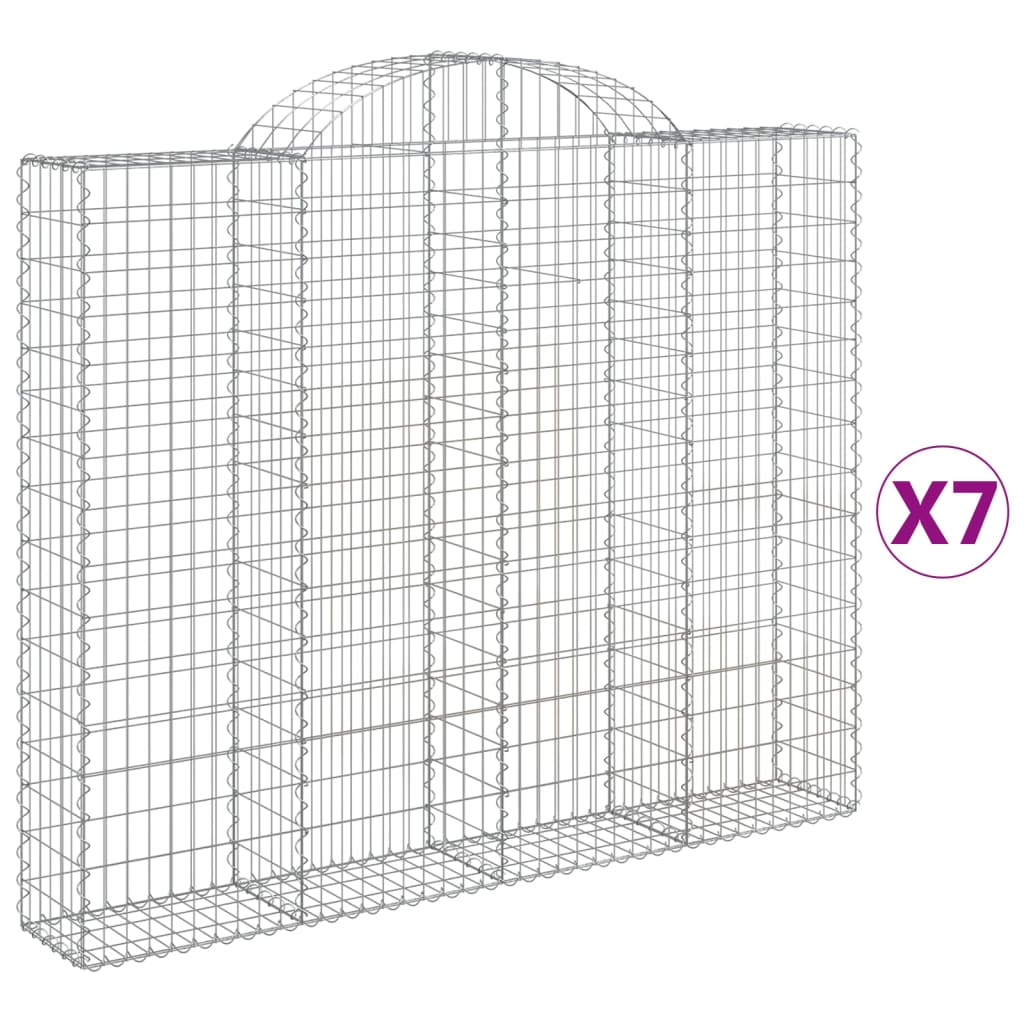 vidaXL Paniers à gabions arqués 7 pcs 200x30x160/180 cm Fer galvanisé