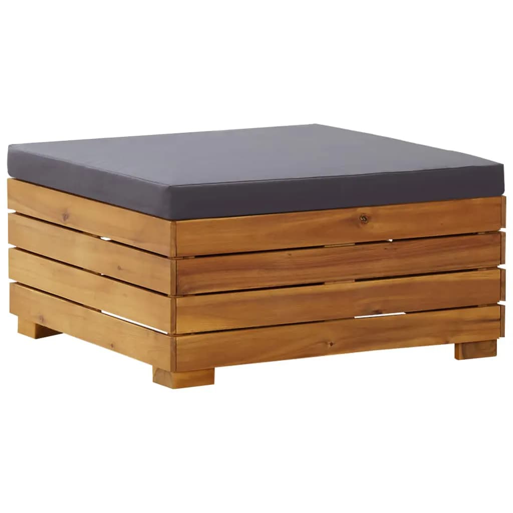 vidaXL Table et repose-pied de jardin et coussin Bois d'acacia massif