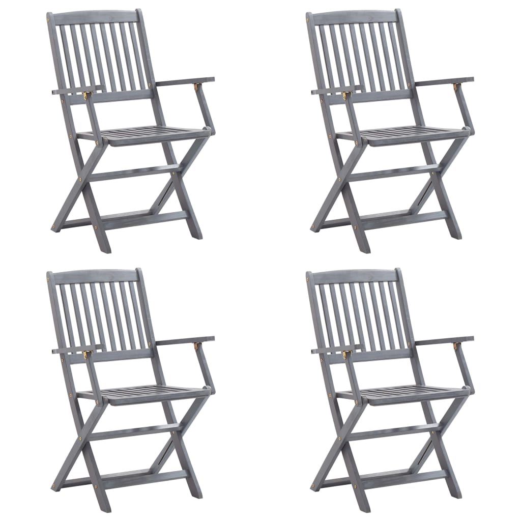 vidaXL Chaises pliables d'extérieur lot de 4 et coussins Bois d'acacia